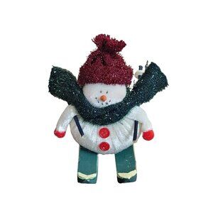 Yule Tidings Snowman Christmas Ornament On Skis 4"
